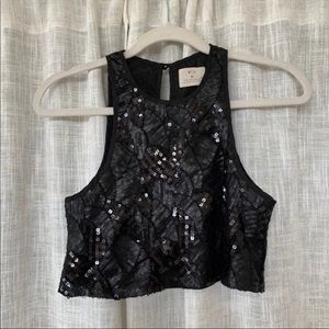 Pins & Needles Black Sequin Top